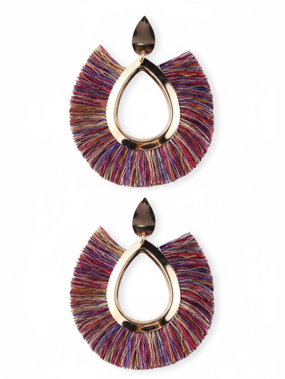 Womens Fringe Earrings Lightweight Teardrop Cotton Tassel Earrings Multi-Color